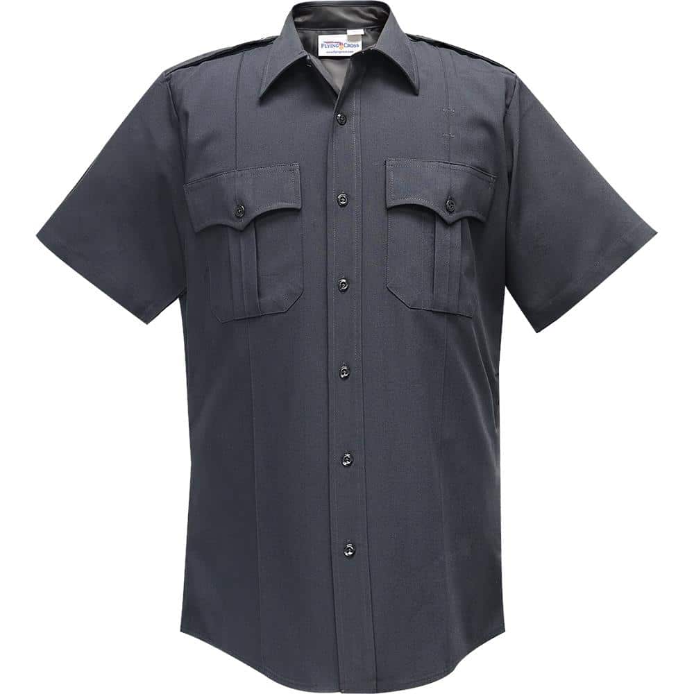 57R8486 Flying Cross Navy Short Sleeve Shirt Poly/Wool
