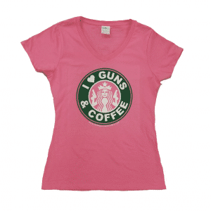 LPC450V Ladies Guns & Coffee V-neck T-shirt