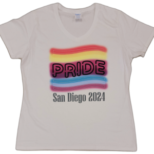 San Diego PRIDE 2024 Printed T-shirt – Women’s V-neck