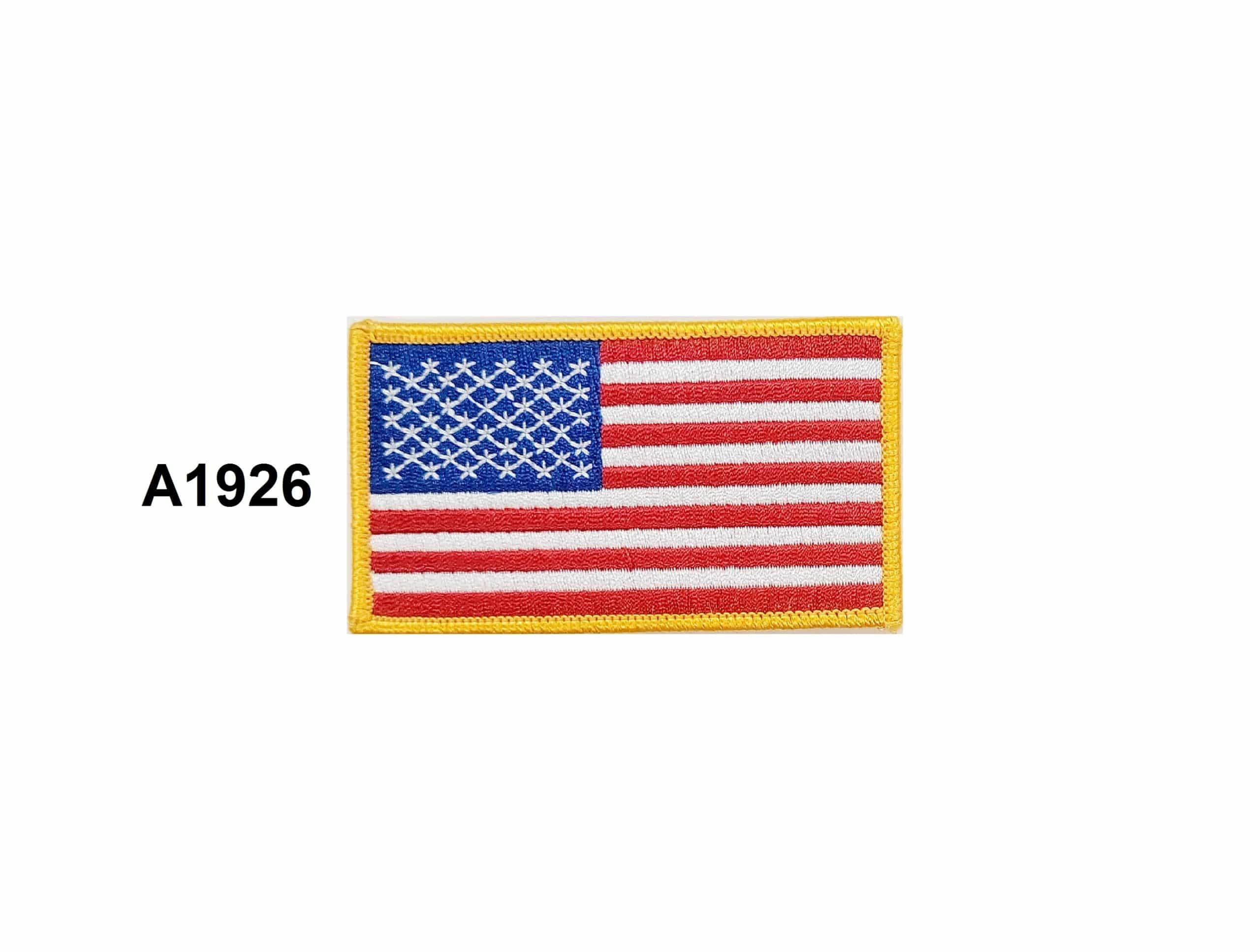 Reverse Gold Border American Flag Embroidered Patch